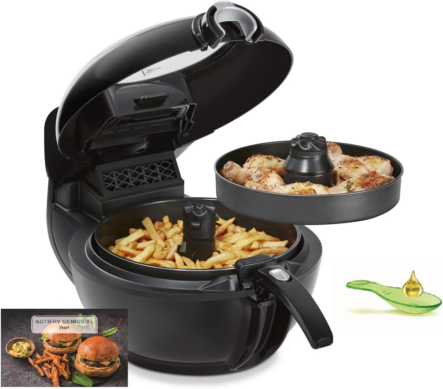 Tefal ActiFry Genius XL friteuse 2-en-1, 1.7kg, 1500W, 9 programmes, noir