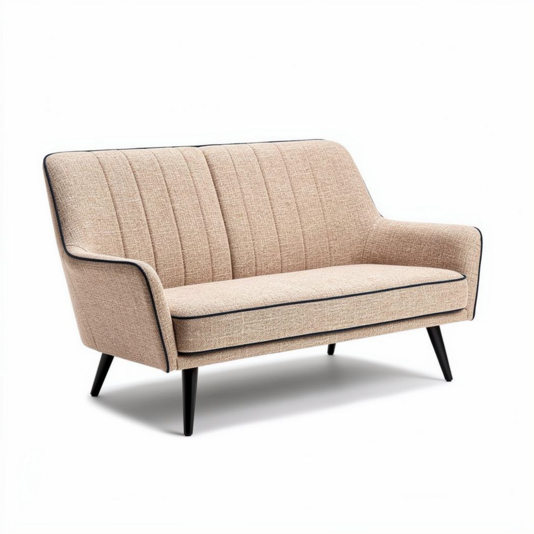 Canapé au design moderne pour salon en tissu beige - 150 x 80 x 90