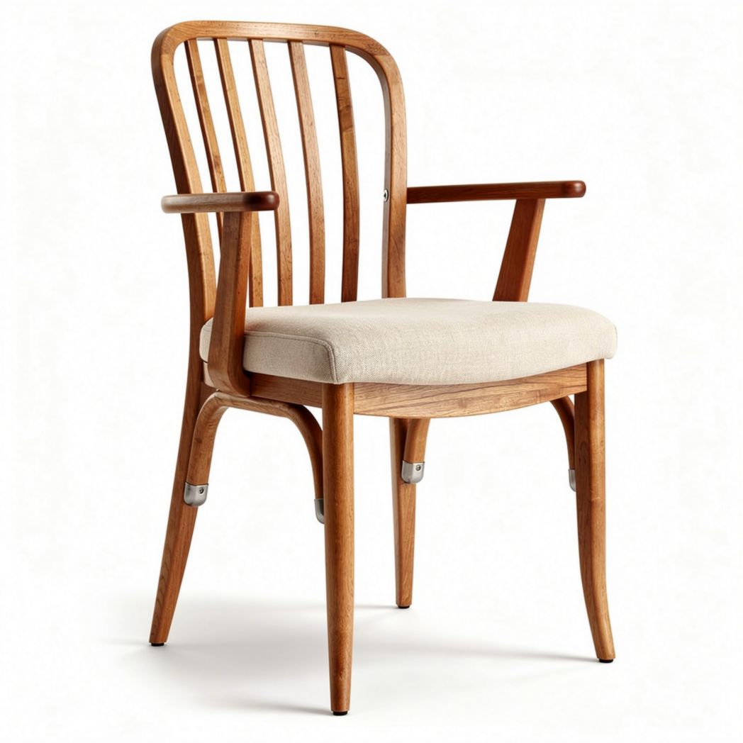 Chaise en bois avec accoudoirs pour salle à manger en bois massif - 45 x 55 x 85