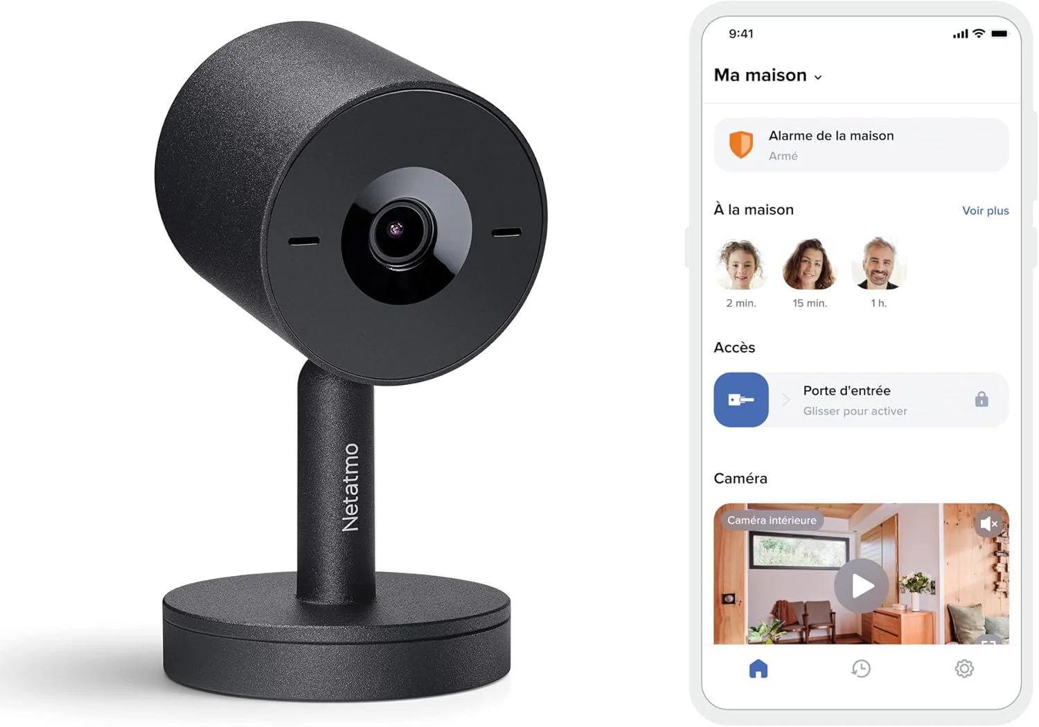 Netatmo caméra intérieure 2K HDR, visage, zoom X16, SD x2, audio bidirectionnel