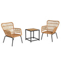 Ensemble de mobilier de jardin avec fauteuils en rotin et table en métal marron et noir(Marron/Noir)