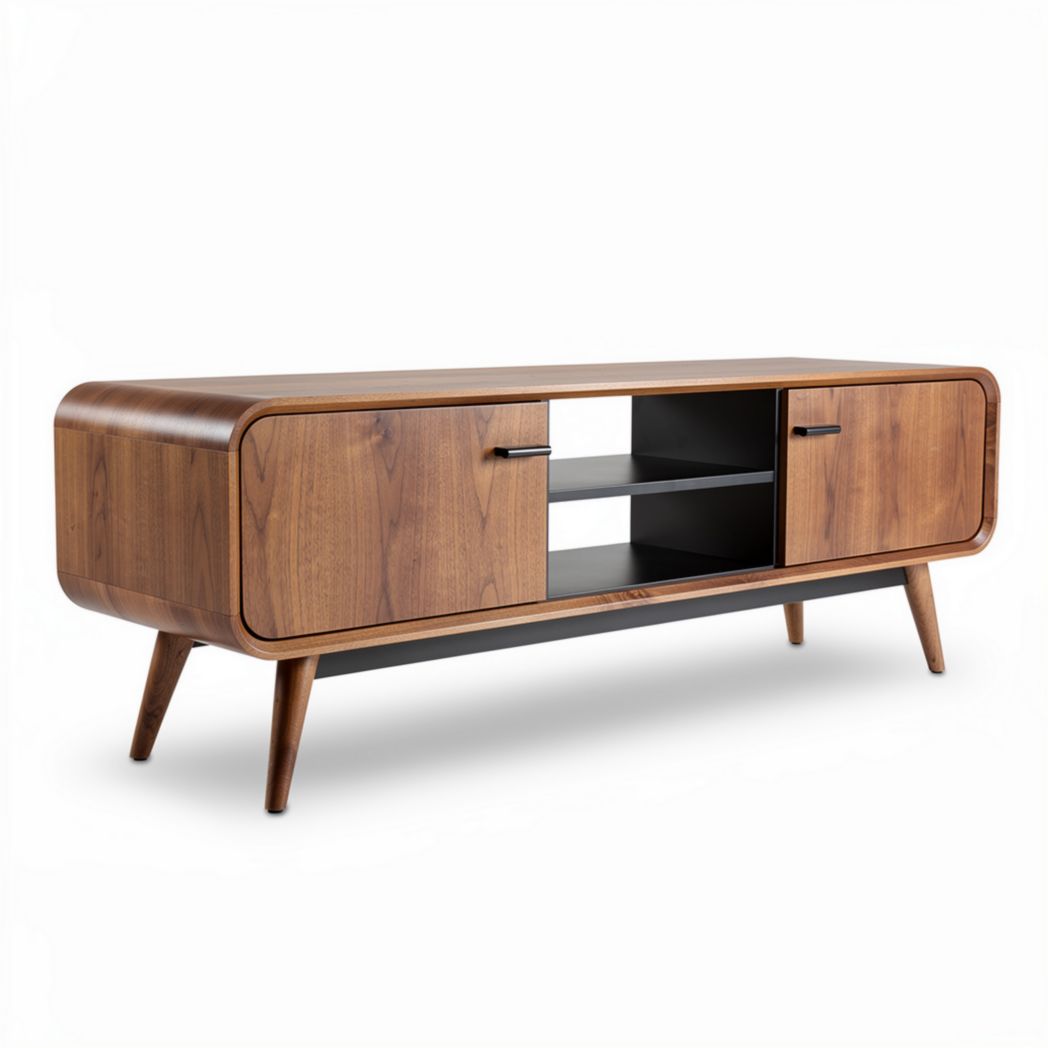 Meuble TV en bois avec rangement pour salon - 150 x 40 x 50
