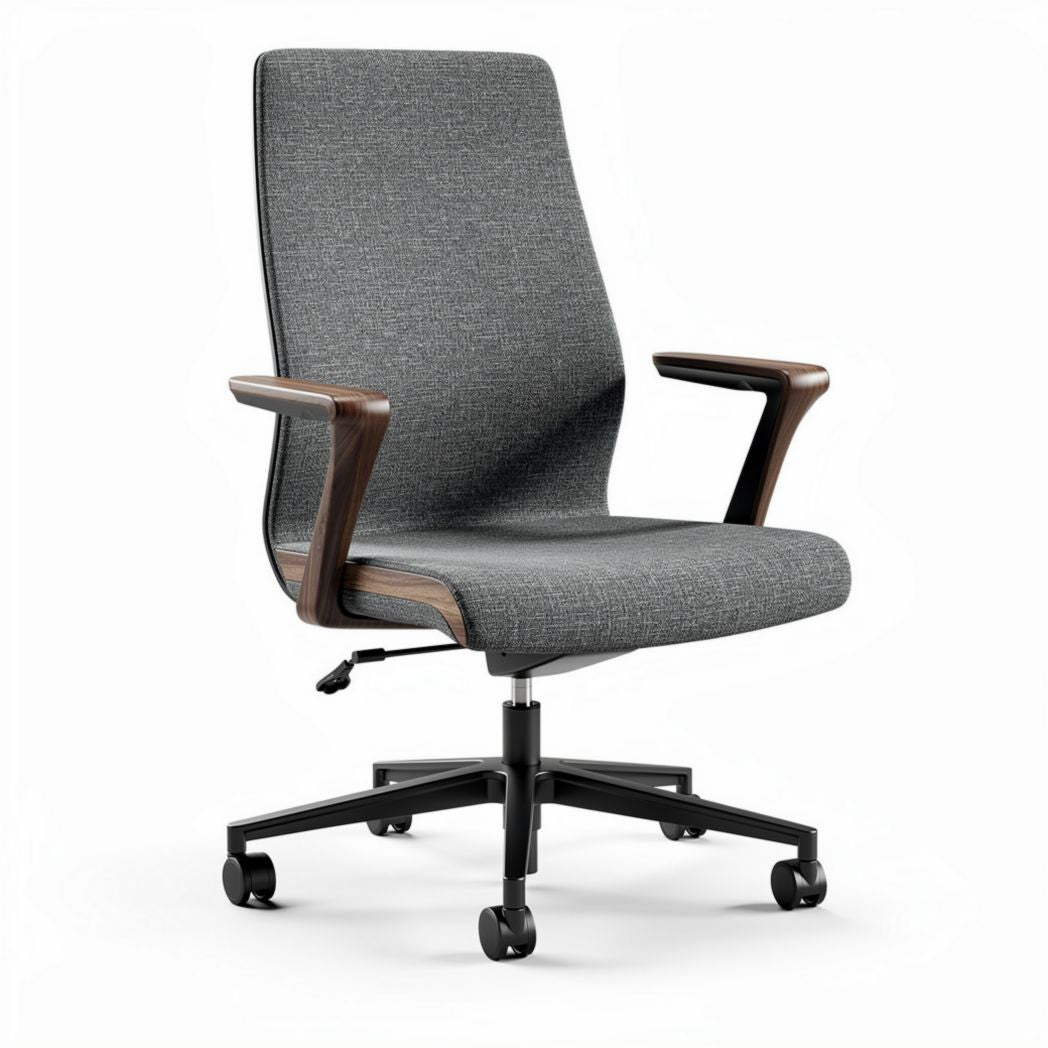 Chaise de bureau ergonomique avec accoudoirs en tissu mélangé - 62 x 62 x 95