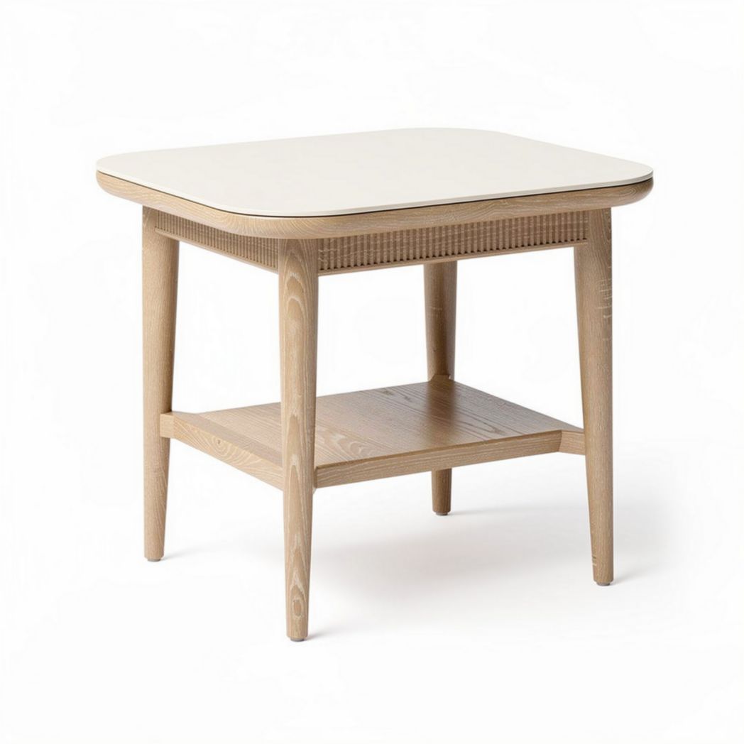 Table d'appoint pour salon en bois avec étagère inférieure - 50 x 50 x 45