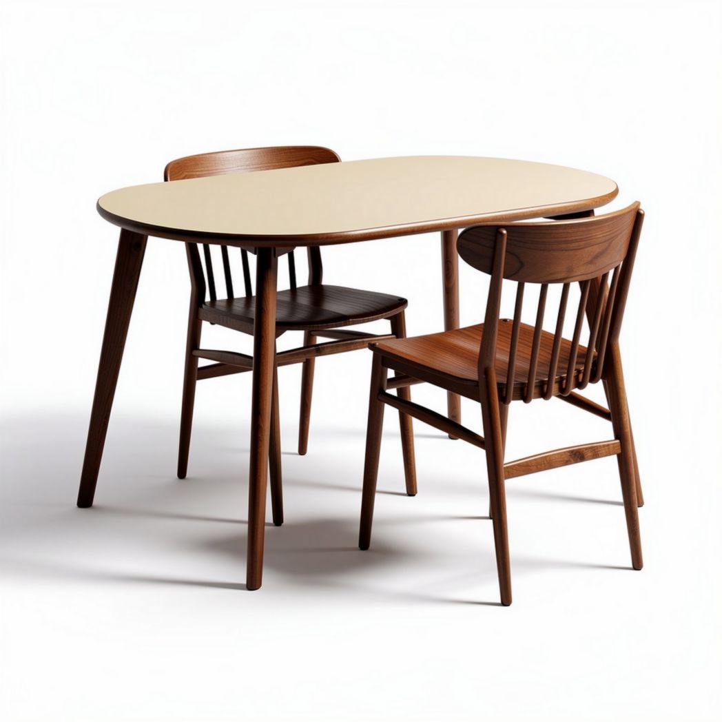 Table à manger ovale pour salle à manger en bois et MDF - 150 x 90 x 75