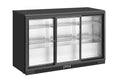 METRO Professional Frigo arrière bar GBC3103, Aluminium / verre, 135 x 52 x 86.5 cm, 308 L, refroidissement par air,160 W, avec serrure, Noir(Noir)