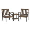 Ensemble de mobilier de jardin en bois et métal avec 2 chaises et 1 table(Marron/Noir)