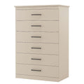 Commode à tiroirs 6 tiroirs en MDF beige avec poignées métal(Beige)