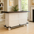 Meuble bar en bois rectangulaire blanc/marron(Blanc/Marron)