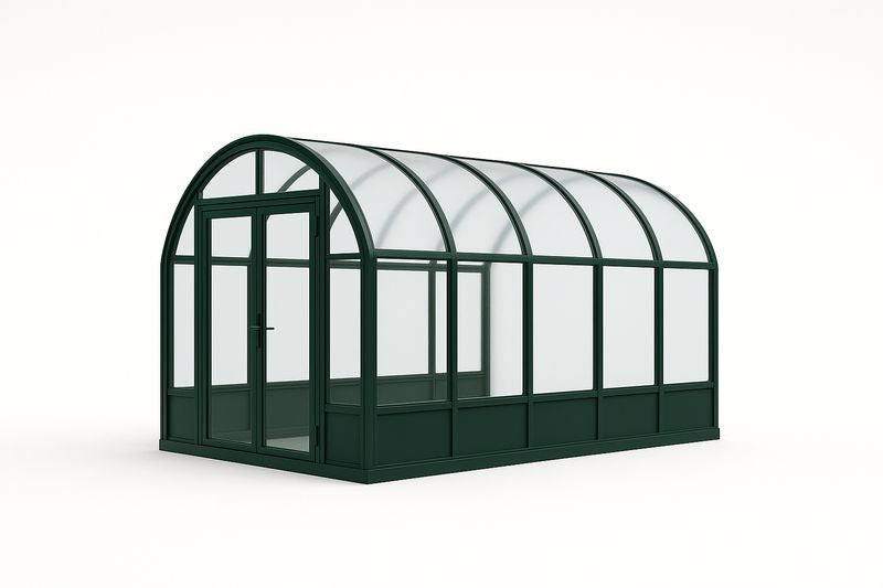 Serre Tunnel Arqué Aluminium Verre Trempé 300x200x250cm(Vert Foncé)