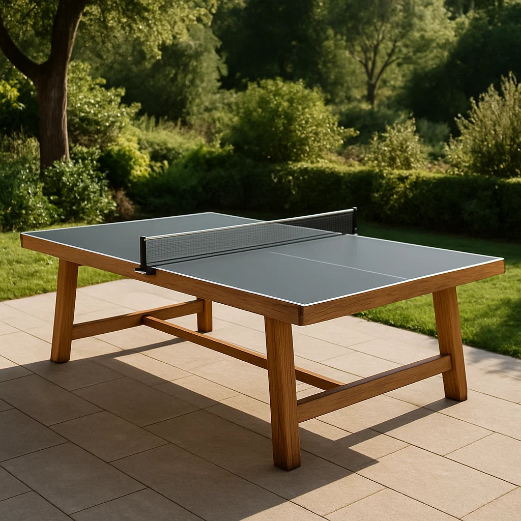 Table de Ping-Pong Extérieur en Bois et Surface Composite Gris/Marron 274 cm x 152 cm x 76 cm(Gris/Marron)