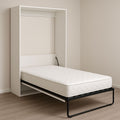 Lit escamotable blanc avec matelas en mousse 90x190 cm(Blanc)