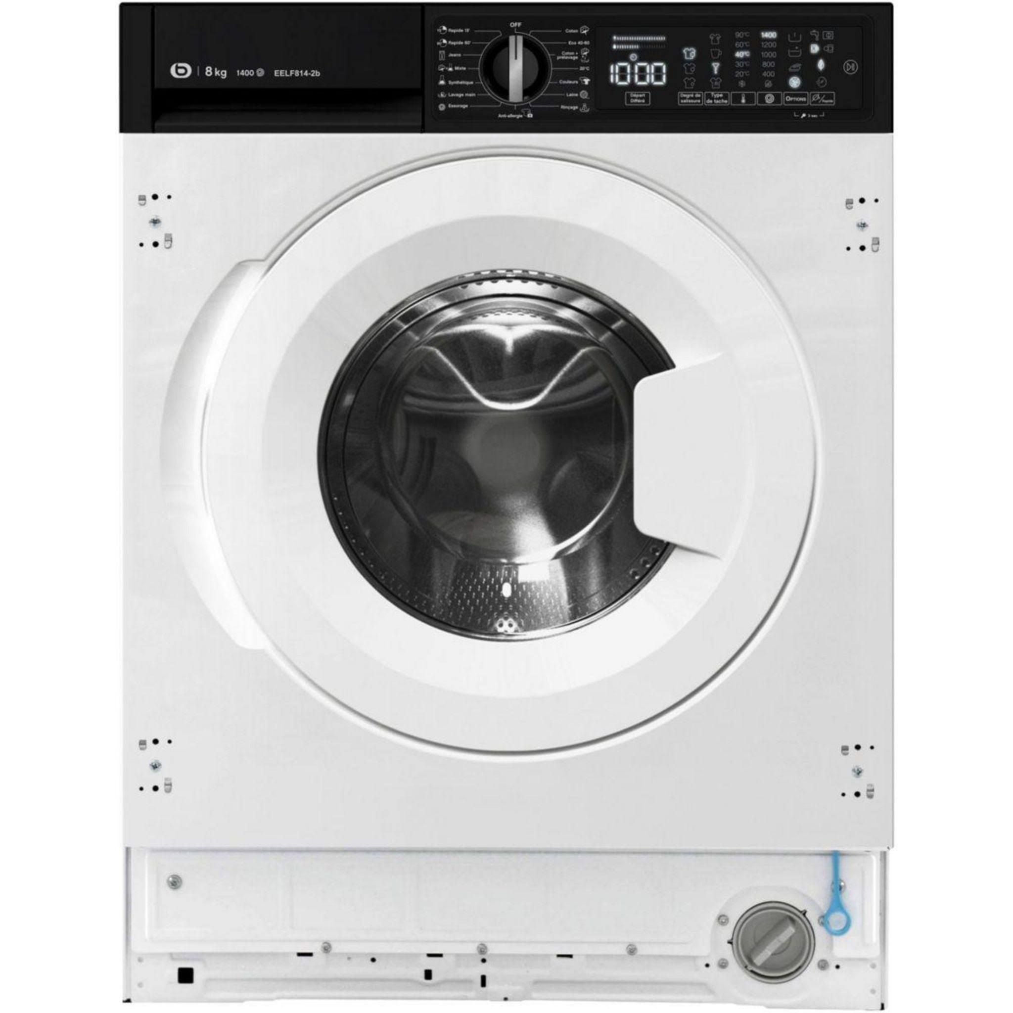 ESSENTIELB Lave linge hublot encastrable EELF814-2b(Blanc/Noir)