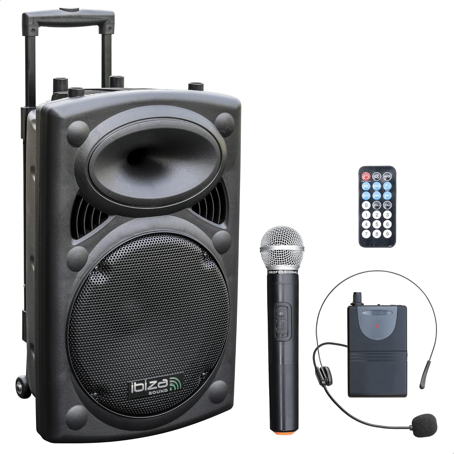 Ibiza PORT12VHF-BT enceinte 12 700W, 2 micros, BT, USB, SD, 5–7h autonomie