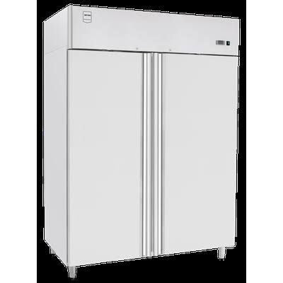 METRO Professional Armoire réfrigérée GRE1400, inox, 131,4 x 80,5 x 206,5 cm, 940 L, froid ventilé, 350 W, GN 1/1, avec serrure, Argenté(Argent)