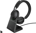 Jabra Evolve2 65 Casque PC Sans Fil avec Station de Charge - Casque Audio Certifié Microsoft Teams avec Batterie Longue Durée - Adaptateur Bluetooth USB-C - Noir(Noir)