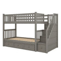 Lit superposé en bois avec tiroirs et escalier gris 200x100x180cm(Gris)