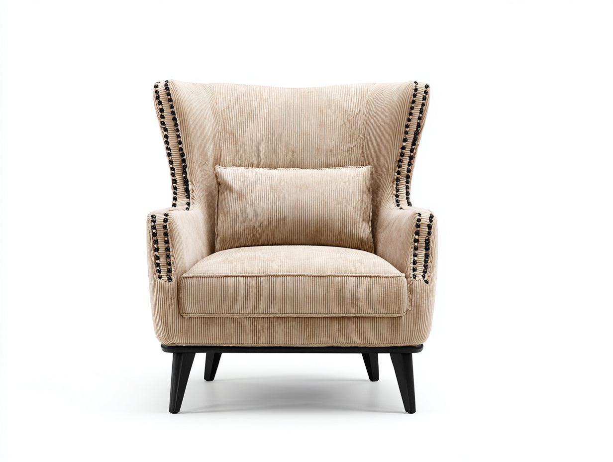 Fauteuil 85x80x100 cm - tissu beige - design moderne(Beige)