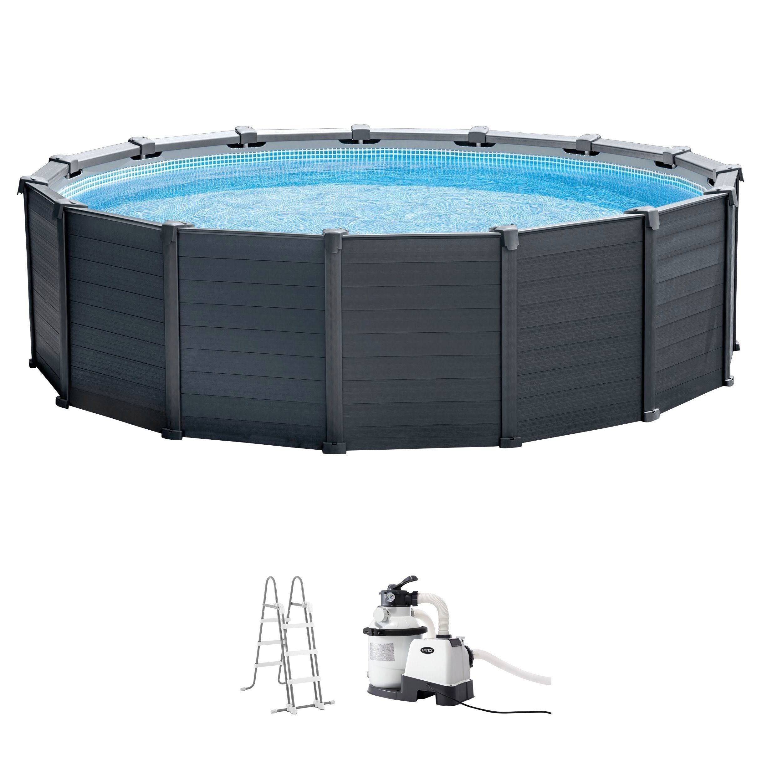 Piscine tubulaire Graphite Intex(Gris/Bleu)