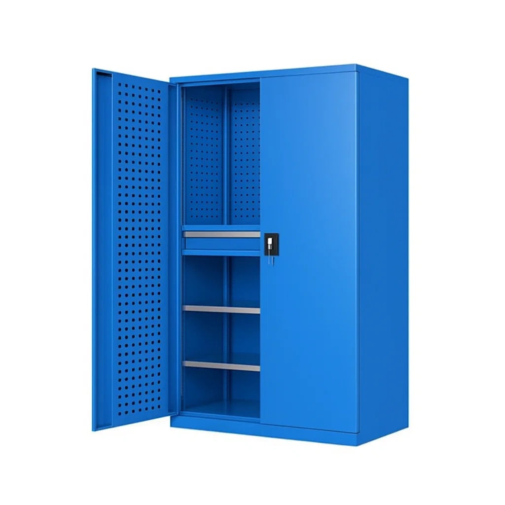 Armoire à outils métallique bleue avec étagères et serrure 200x90x45 cm(Bleu)