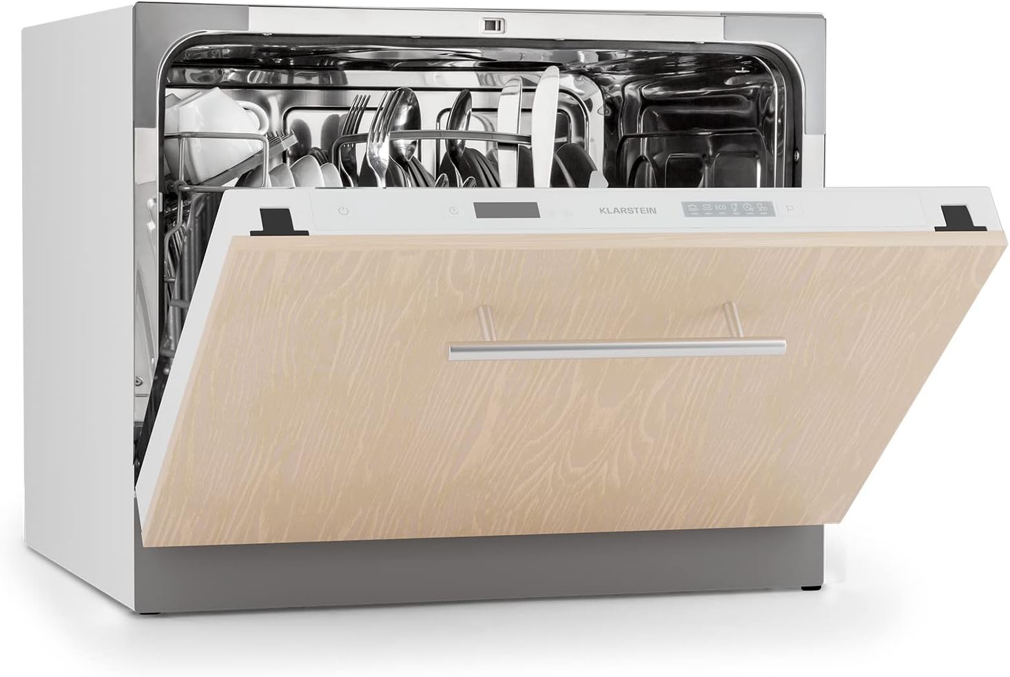 Mini Lave Vaisselle de Table de 8 Couvert,Silencieux,6 Programmes de Lavage,Portable,Facile à Installer pour la Maison et Bureau -(Noir/Façade en verre 8 Couvert)