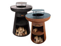 Barbecue rond avec plaque ronde en acier et grille en acier corten(Noir)
