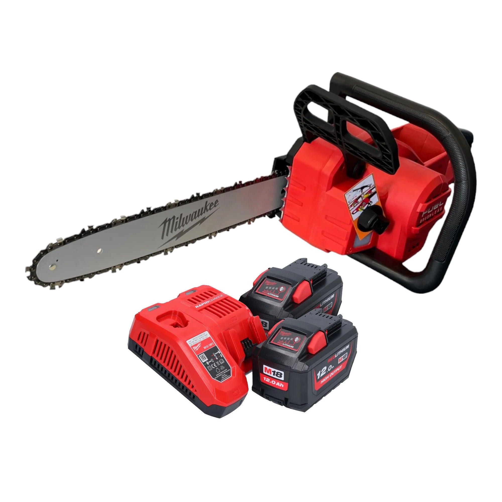 Tronçonneuse à batterie Milwaukee M18 FCHS-122 18 V 40 cm sans balais + 2x batteries 12,0 Ah + chargeur(défaut)