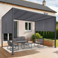 Pergola coulissante 2 pans 3x3 M belvédère de jardin toile gris anthracite(Gris Anthracite)