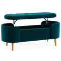 Banc de rangement en velours avec pieds en bois(Vert Canard)